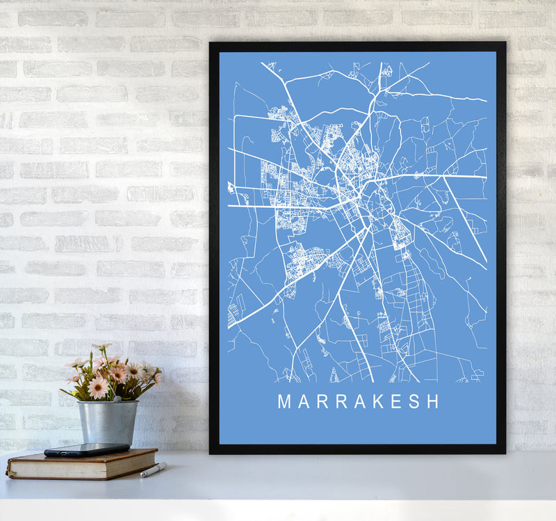 Marrakesh Map Blueprint Art Print by Pixy Paper A1 White Frame