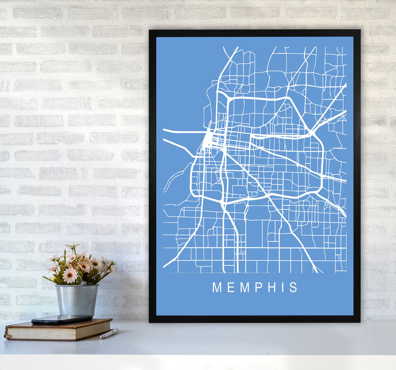 Memphis Map Blueprint Art Print by Pixy Paper A1 White Frame