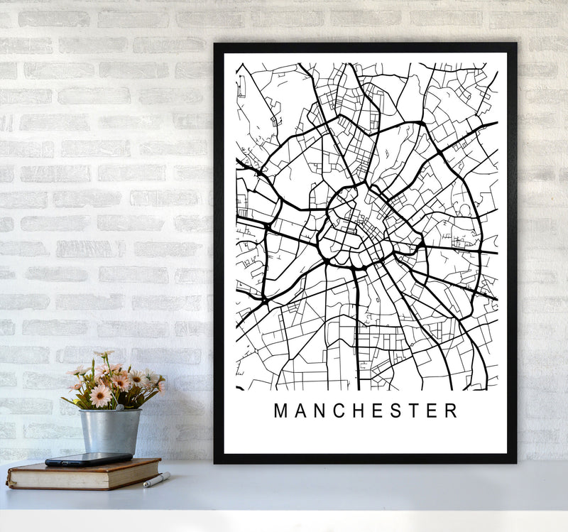 Manchester Map Art Print by Pixy Paper A1 White Frame