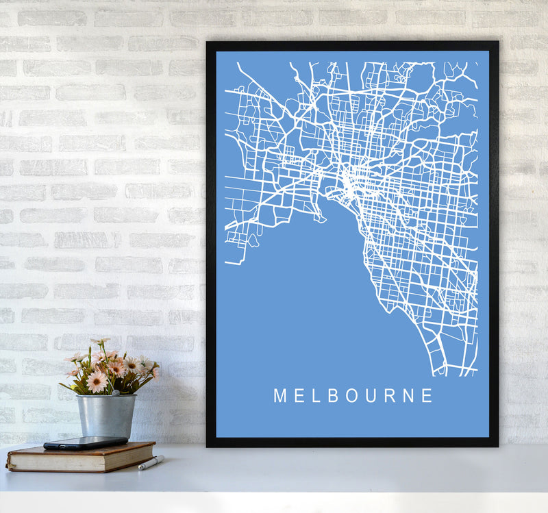 Melbourne Map Blueprint Art Print by Pixy Paper A1 White Frame