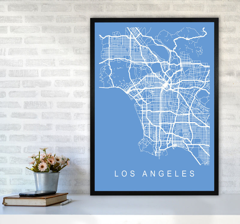 Los Angeles Map Blueprint Art Print by Pixy Paper A1 White Frame