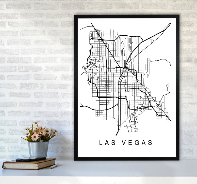 Las Vegas Map Art Print by Pixy Paper A1 White Frame