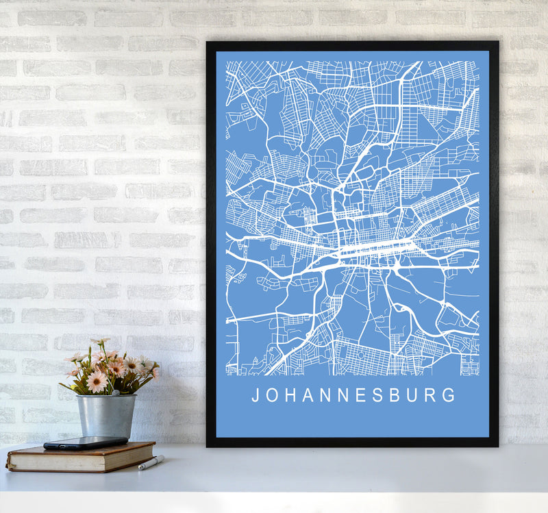 Johannesburg Map Blueprint Art Print by Pixy Paper A1 White Frame
