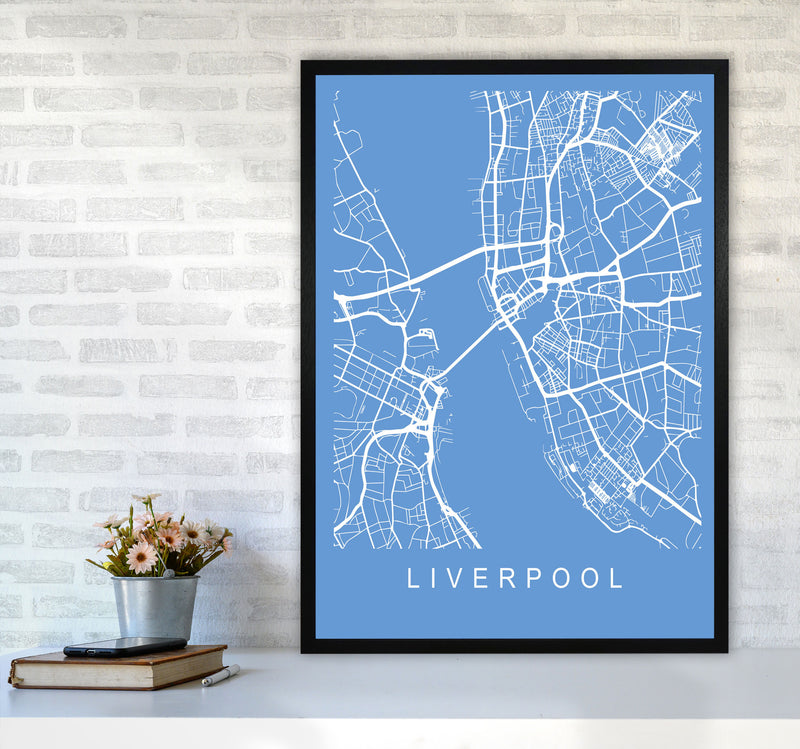 Liverpool Map Blueprint Art Print by Pixy Paper A1 White Frame