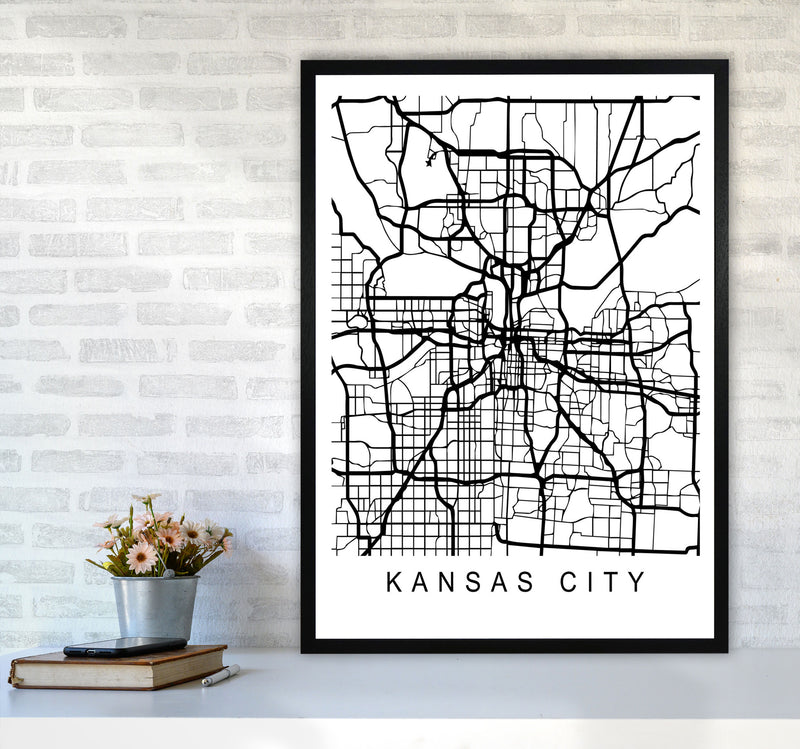 Kansas City Map Art Print by Pixy Paper A1 White Frame