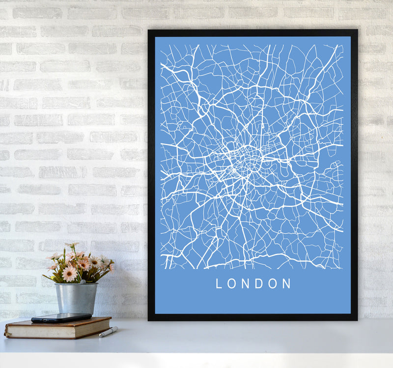 London Map Blueprint Art Print by Pixy Paper A1 White Frame