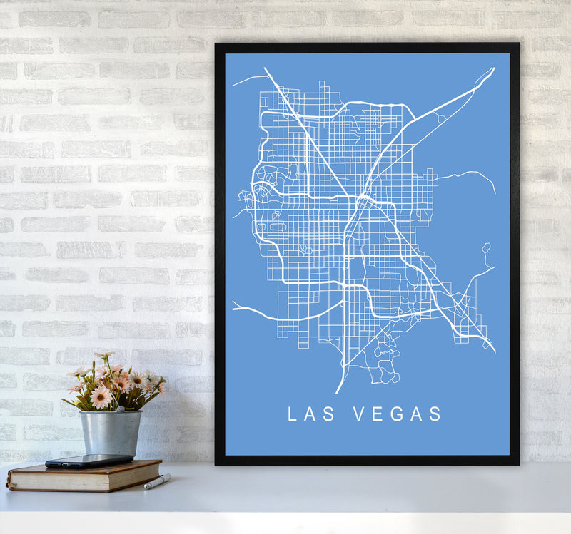 Las Vegas Map Blueprint Art Print by Pixy Paper A1 White Frame