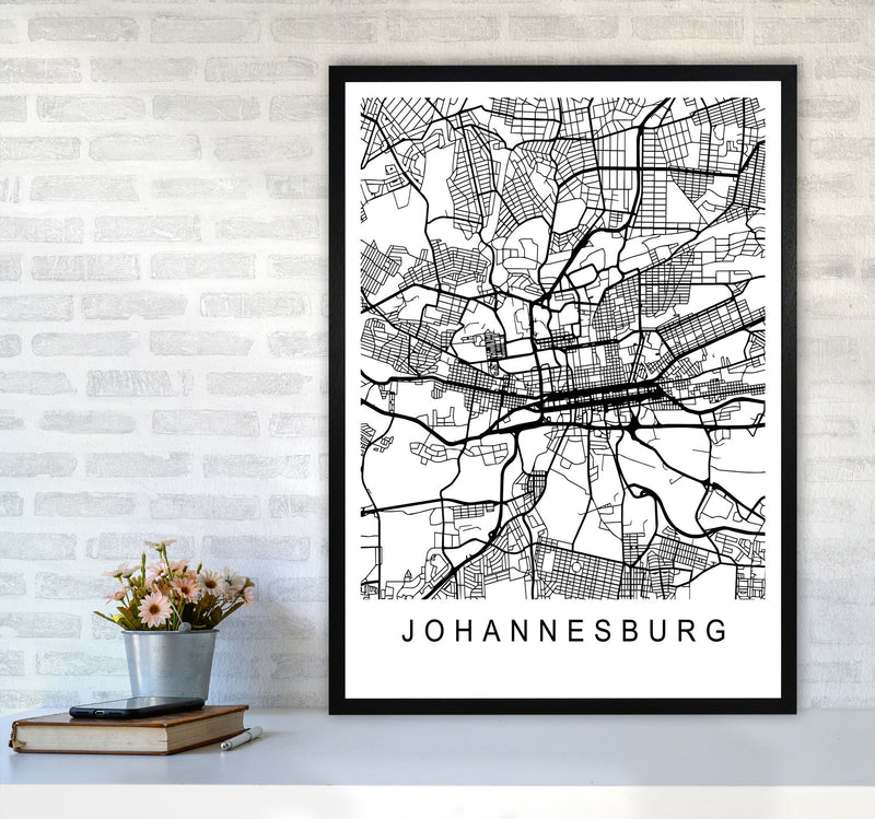 Johannesburg Map Art Print by Pixy Paper A1 White Frame