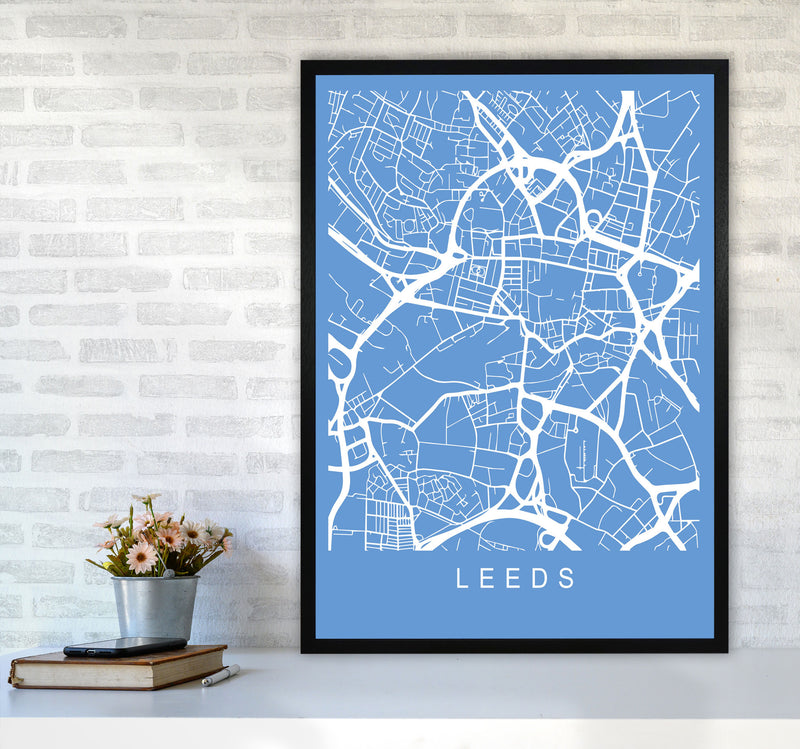 Leeds Map Blueprint Art Print by Pixy Paper A1 White Frame