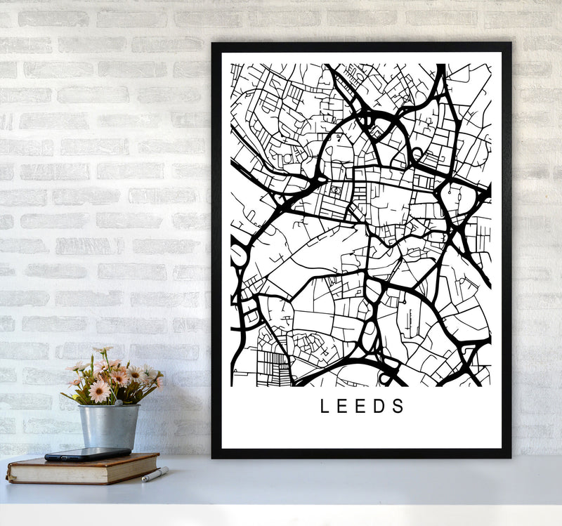 Leeds Map Art Print by Pixy Paper A1 White Frame