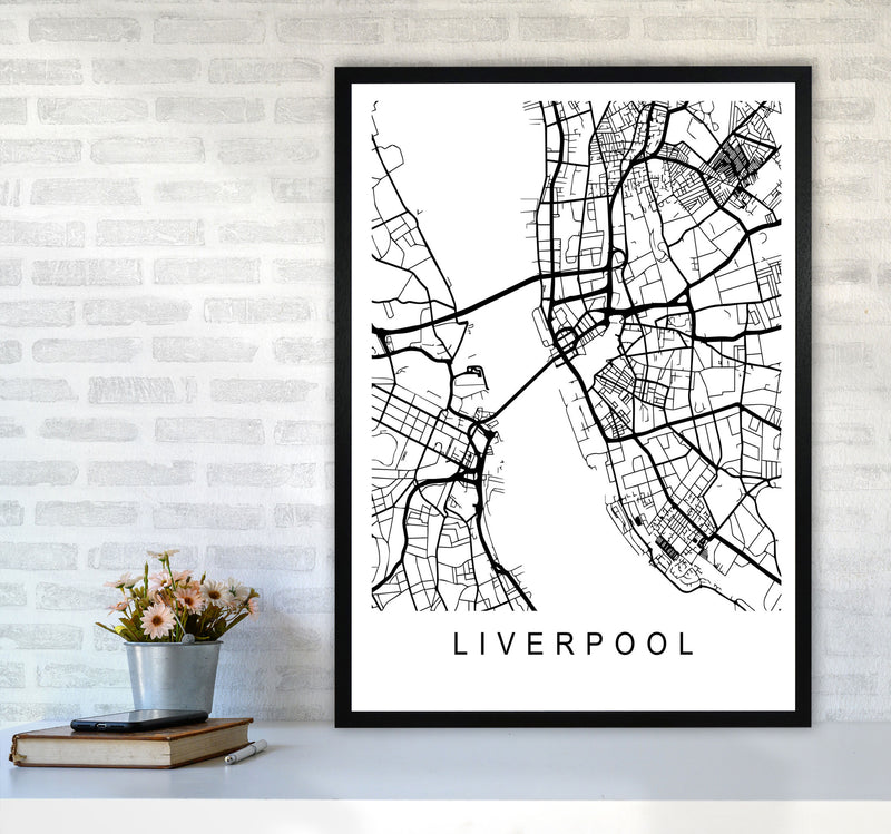 Liverpool Map Art Print by Pixy Paper A1 White Frame