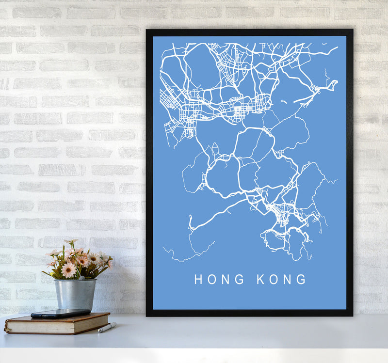 Hong Kong Map Blueprint Art Print by Pixy Paper A1 White Frame