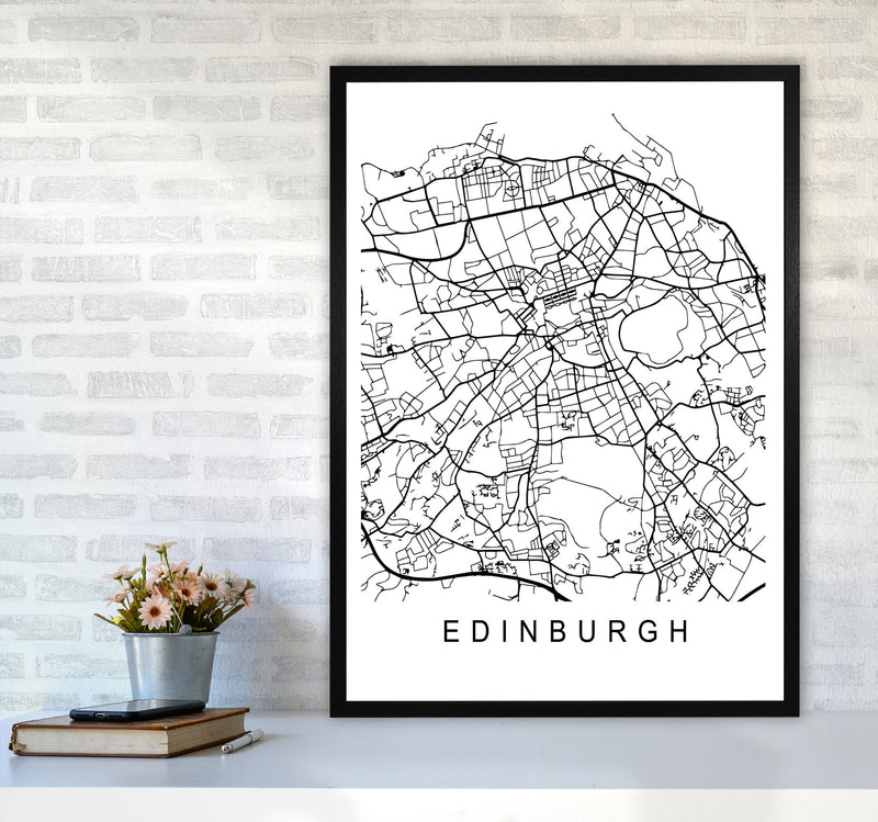 Edinburgh Map Art Print by Pixy Paper A1 White Frame
