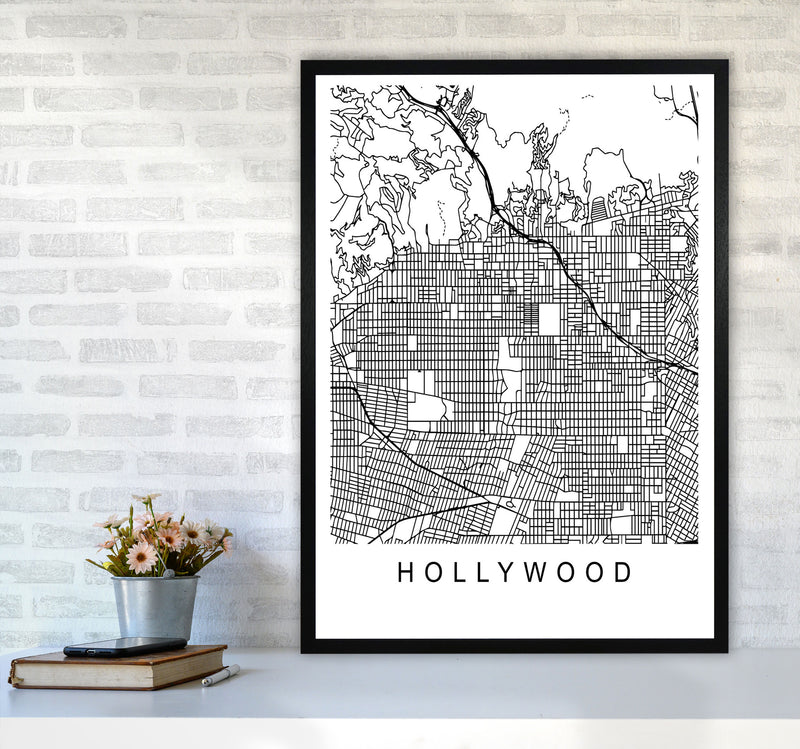 Hollywood Map Art Print by Pixy Paper A1 White Frame