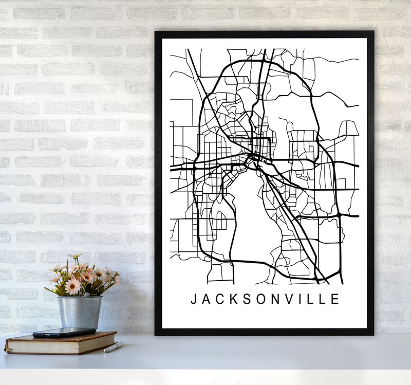 Jacksonville Map Art Print by Pixy Paper A1 White Frame