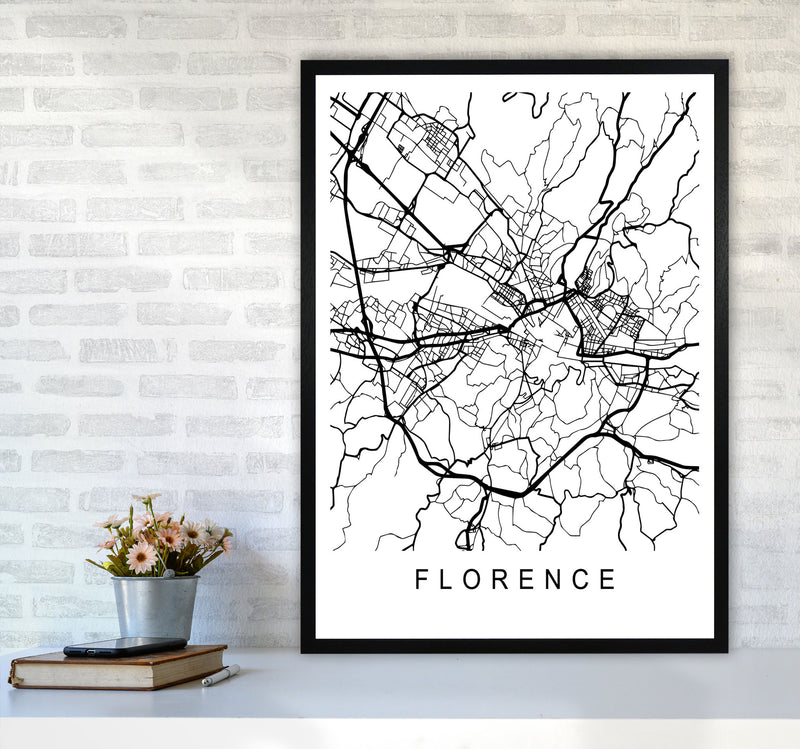 Florence Map Art Print by Pixy Paper A1 White Frame