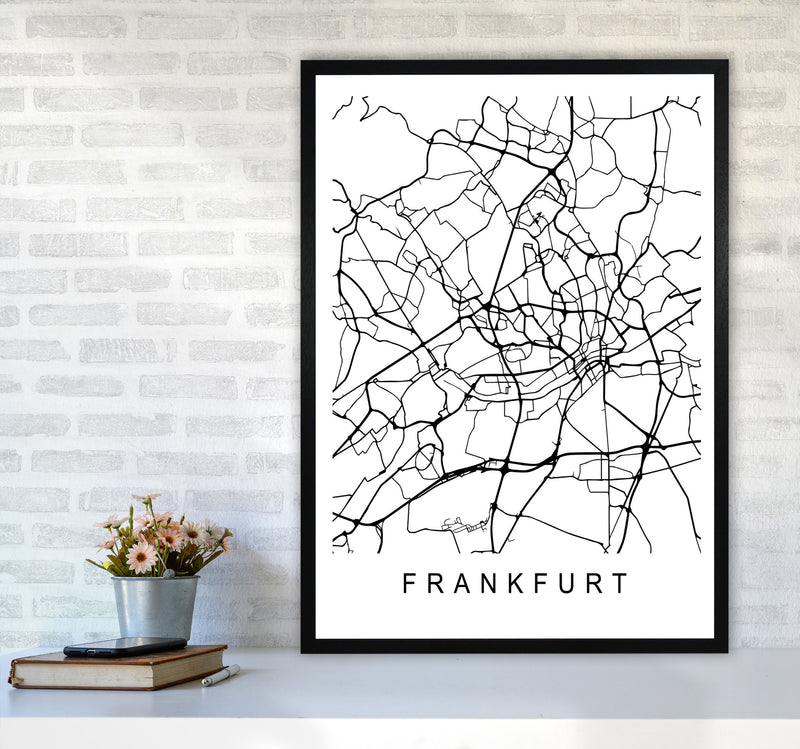 Frankfurt Map Art Print by Pixy Paper A1 White Frame