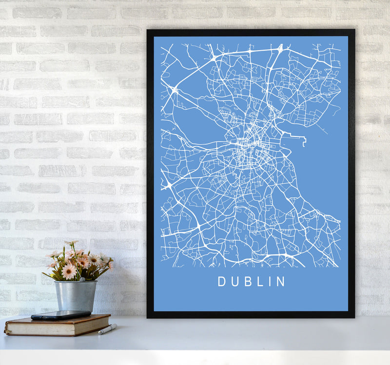 Dublin Map Blueprint Art Print by Pixy Paper A1 White Frame