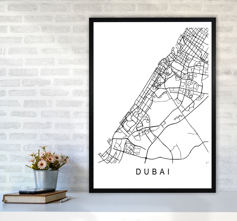 Dubai Map Art Print by Pixy Paper A1 White Frame