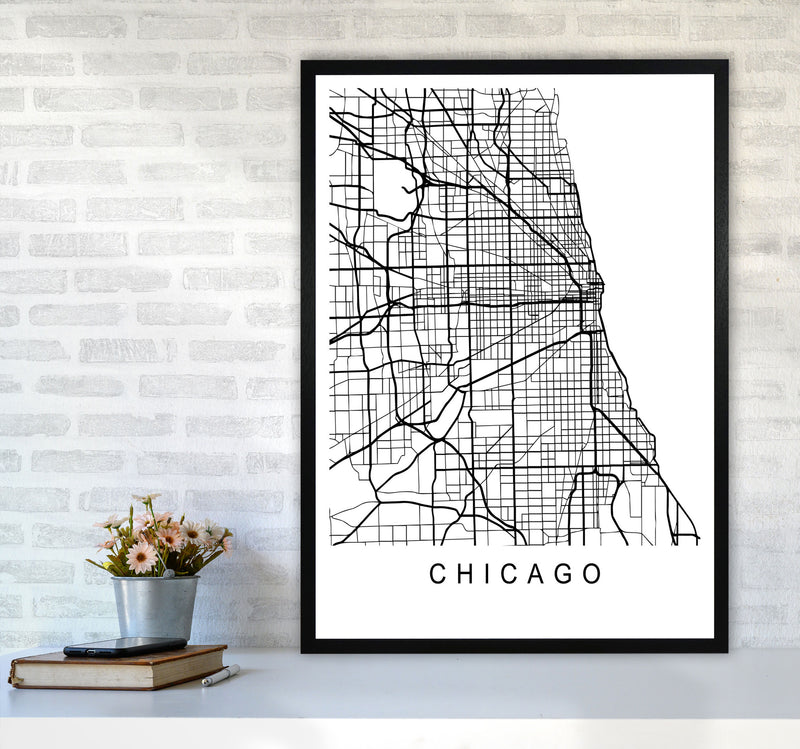 Chicago Map Art Print by Pixy Paper A1 White Frame