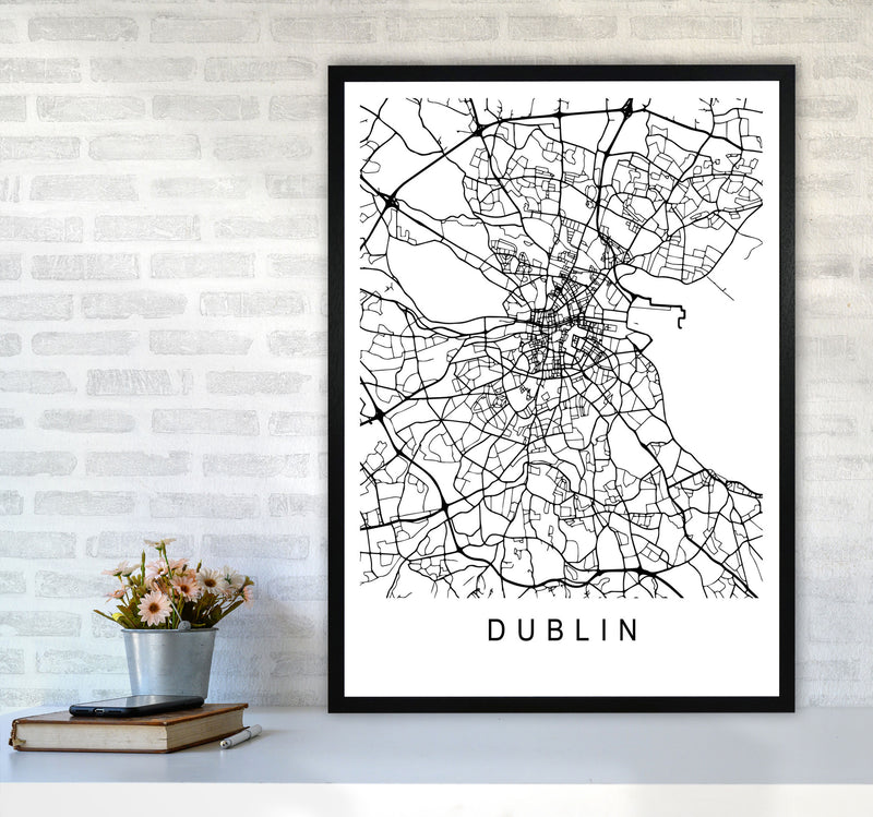 Dublin Map Art Print by Pixy Paper A1 White Frame