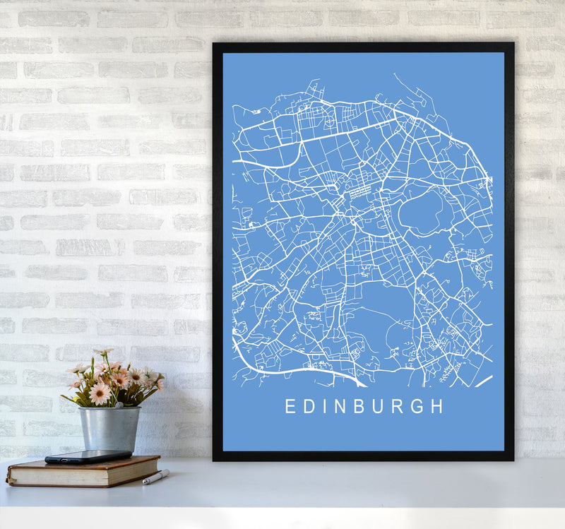Edinburgh Map Blueprint Art Print by Pixy Paper A1 White Frame