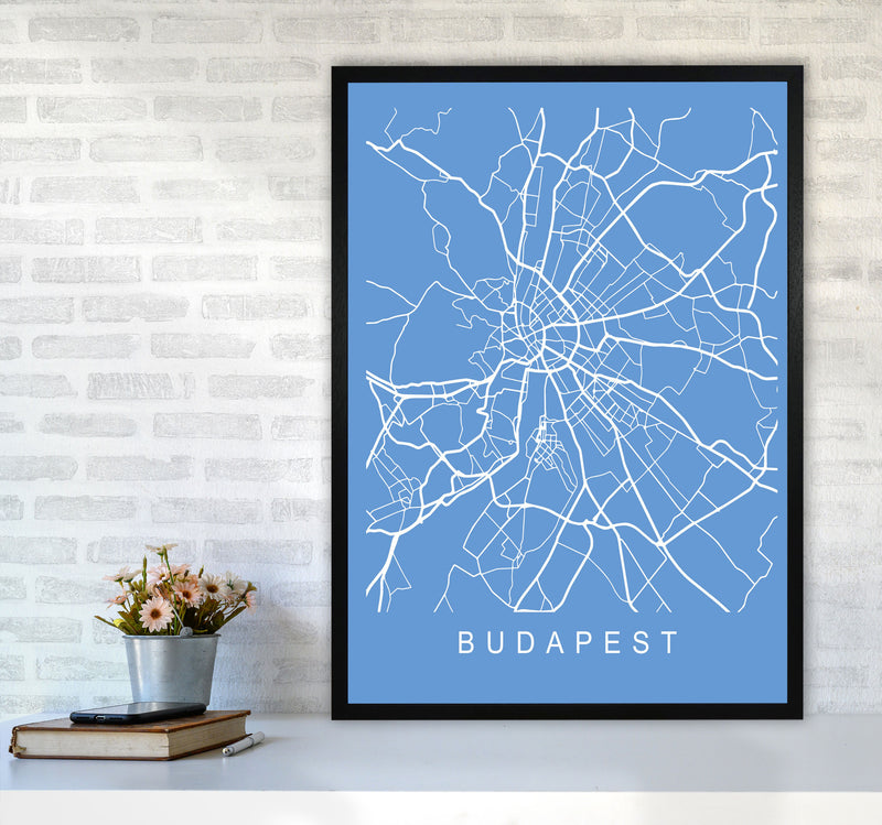 Budapest Map Blueprint Art Print by Pixy Paper A1 White Frame