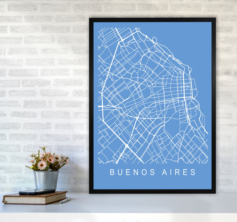 Buenos Aires Map Blueprint Art Print by Pixy Paper A1 White Frame