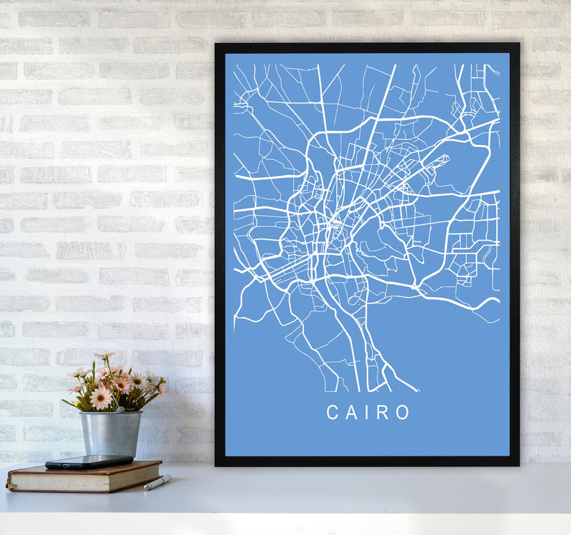 Cairo Map Blueprint Art Print by Pixy Paper A1 White Frame