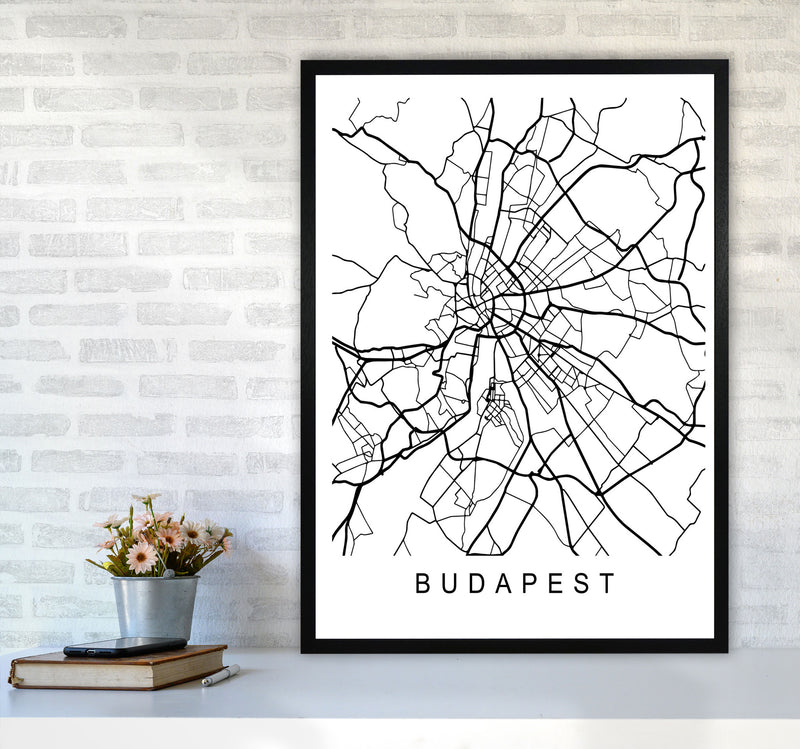 Budapest Map Art Print by Pixy Paper A1 White Frame