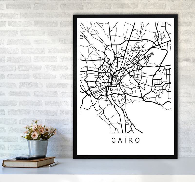 Cairo Map Art Print by Pixy Paper A1 White Frame