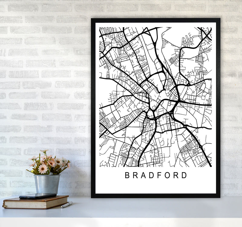 Bradford Map Art Print by Pixy Paper A1 White Frame