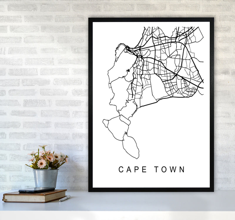 Cape Town Map Art Print by Pixy Paper A1 White Frame