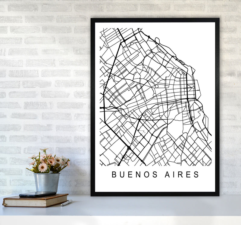 Buenos Aires Map Art Print by Pixy Paper A1 White Frame