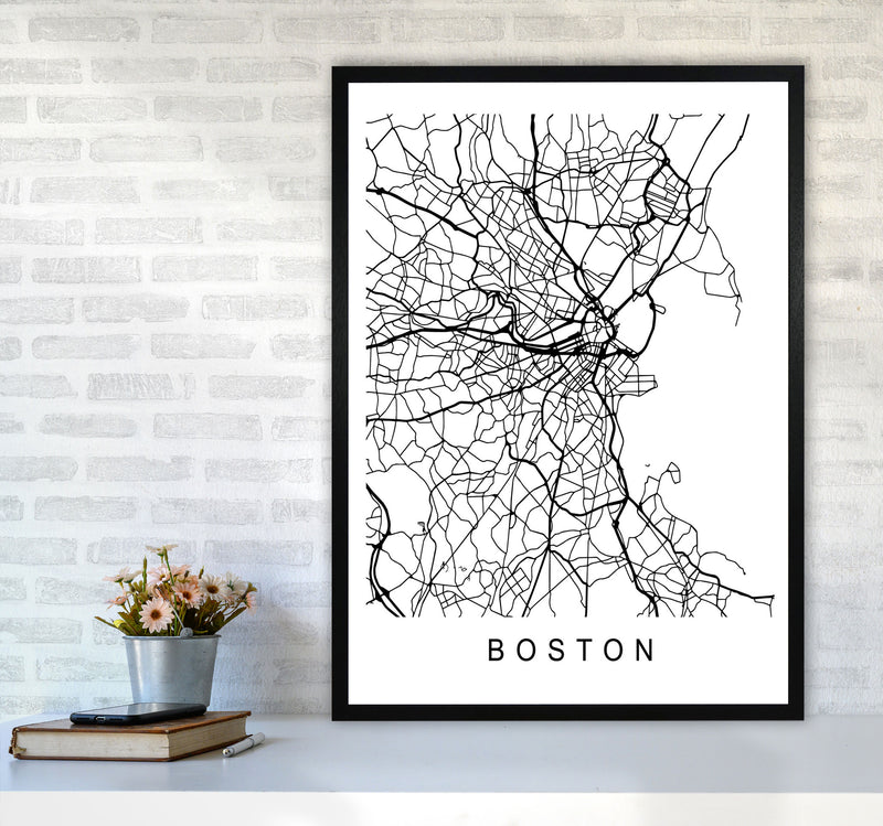 Boston Map Art Print by Pixy Paper A1 White Frame