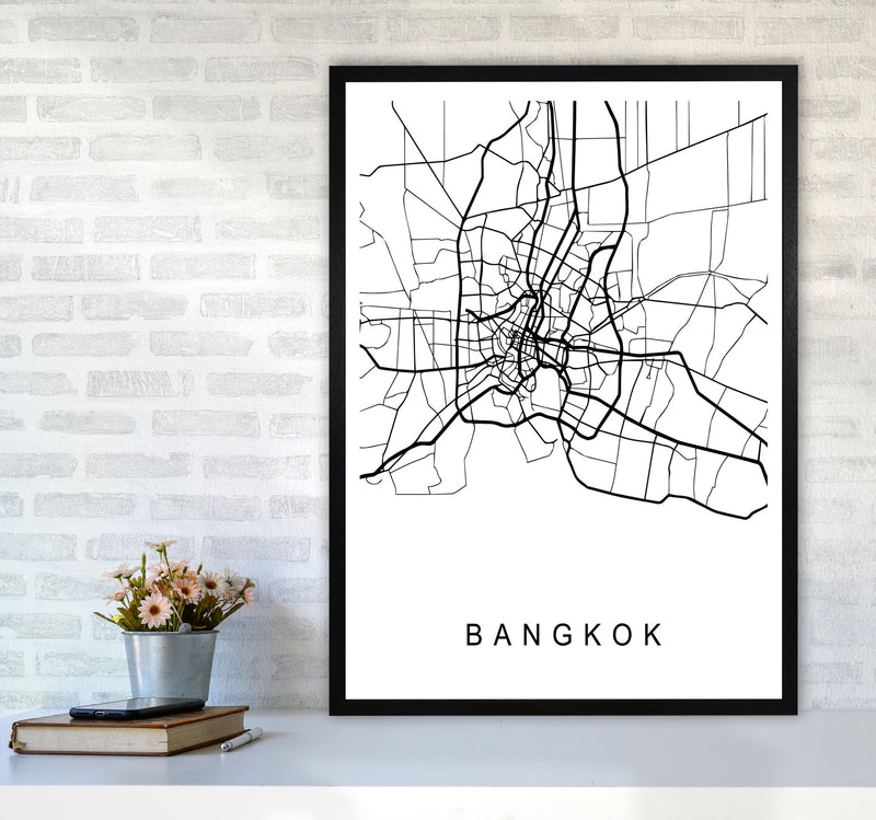 Bangkok Map Art Print by Pixy Paper A1 White Frame