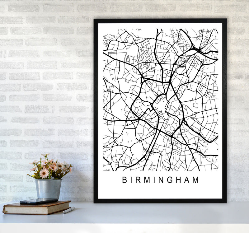 Birmingham Map Art Print by Pixy Paper A1 White Frame