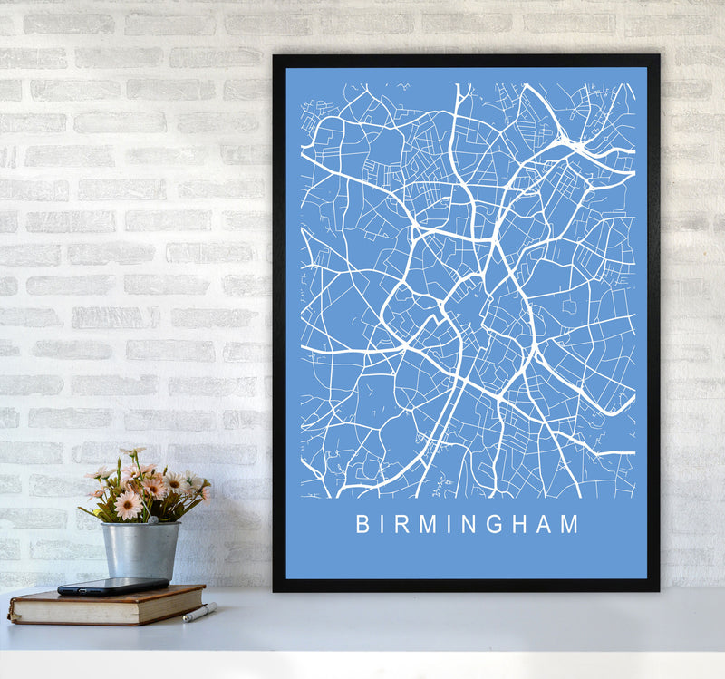 Birmingham Map Blueprint Art Print by Pixy Paper A1 White Frame