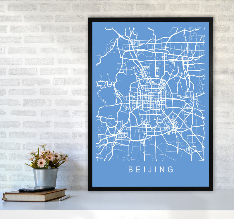 Beijing Map Blueprint Art Print by Pixy Paper A1 White Frame