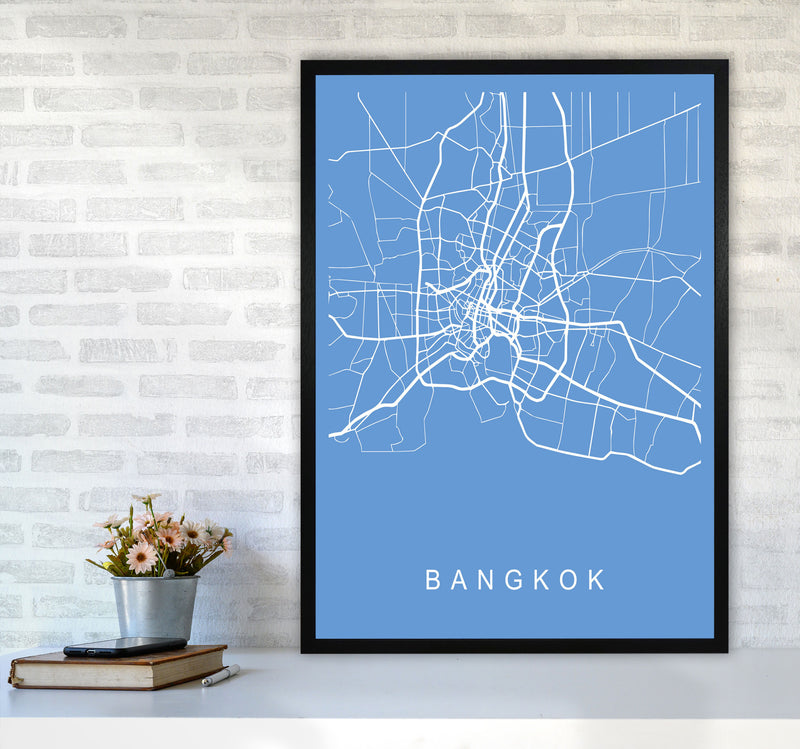 Bangkok Map Blueprint Art Print by Pixy Paper A1 White Frame