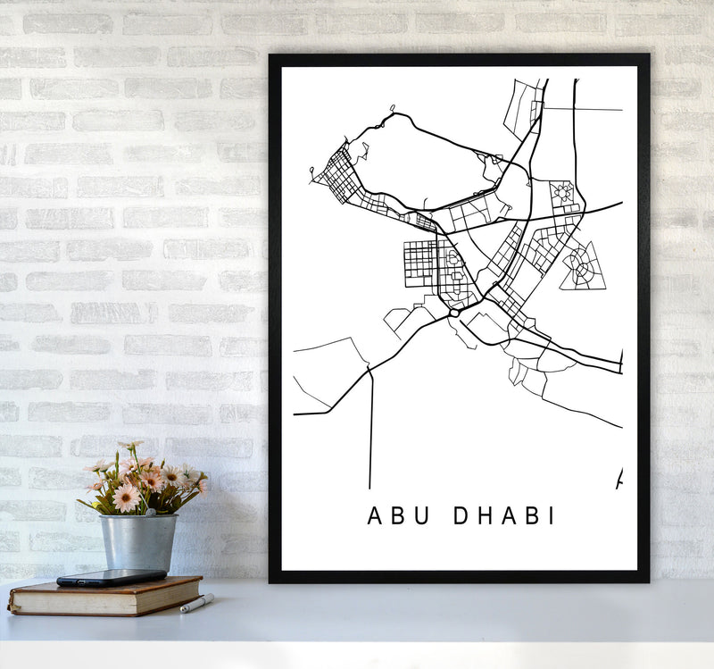 Abu Dhabi Map Art Print by Pixy Paper A1 White Frame