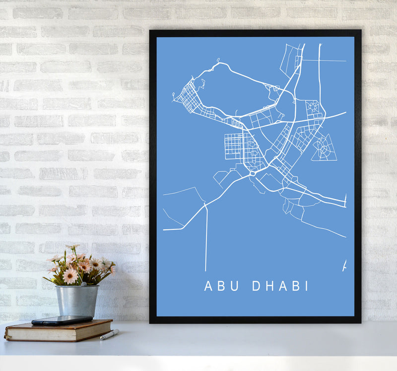 Abu Dhabi Map Blueprint Art Print by Pixy Paper A1 White Frame
