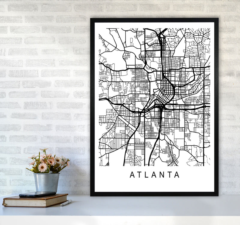 Atlanta Map Art Print by Pixy Paper A1 White Frame