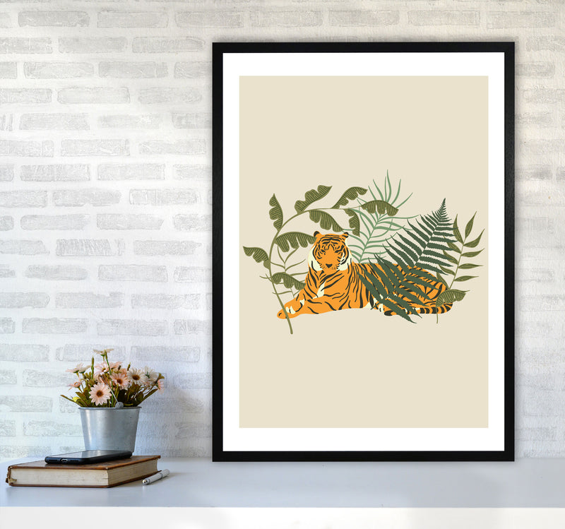 Wild Collection Resting Tiger Art Print by Pixy Paper A1 White Frame