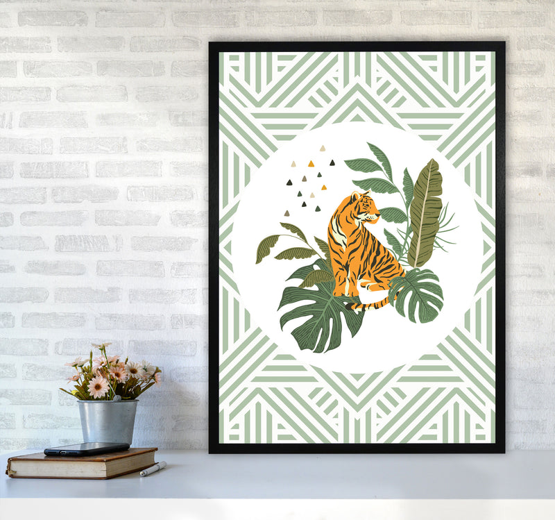 Wild Collection Aztec Tiger Art Print by Pixy Paper A1 White Frame