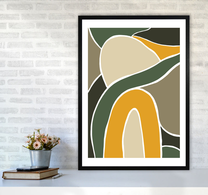 Wild Collection Rainbow and Hills Abstract Art Print by Pixy Paper A1 White Frame