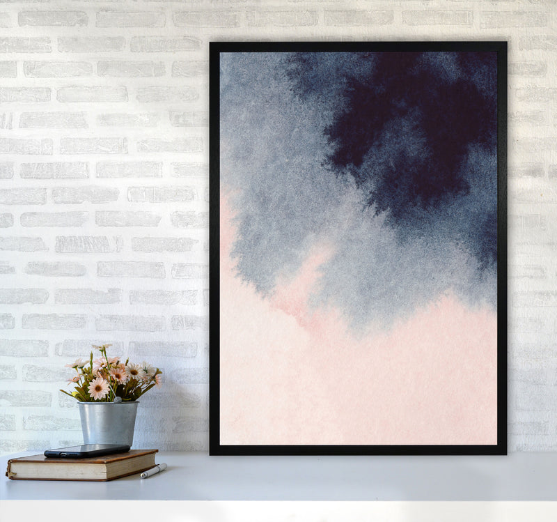 Sand Pink and Navy Watercolour 01 Art Print by Pixy Paper A1 White Frame