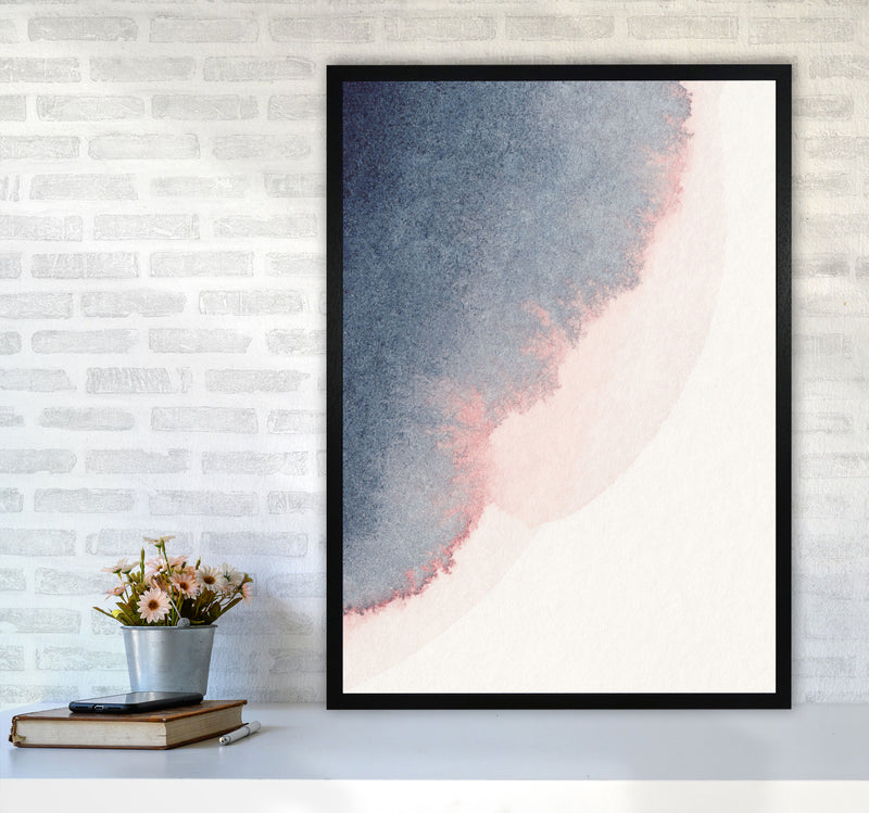 Sand Pink and Navy Watercolour 02 Art Print by Pixy Paper A1 White Frame
