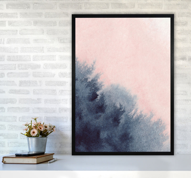 Sand Pink and Navy Watercolour 03 Art Print by Pixy Paper A1 White Frame