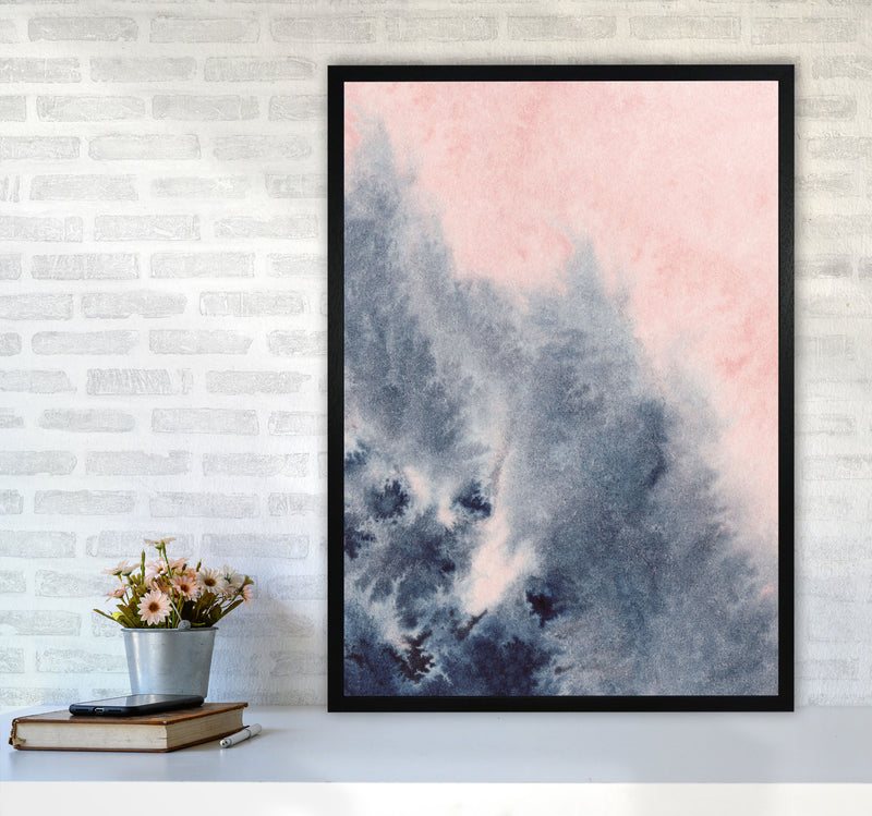 Sand Pink and Navy Watercolour 04 Art Print by Pixy Paper A1 White Frame